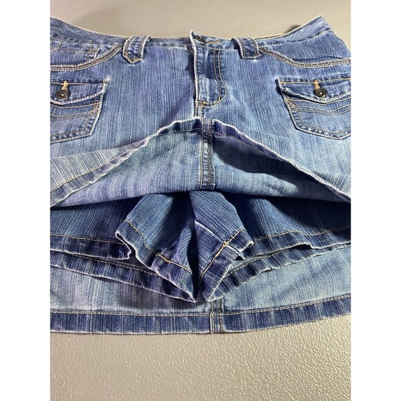 Vintage FADED GLORY Skort Denim Jean Med Wash Button Pockets 80s Womens 10 Blue - Picture 4 of 9